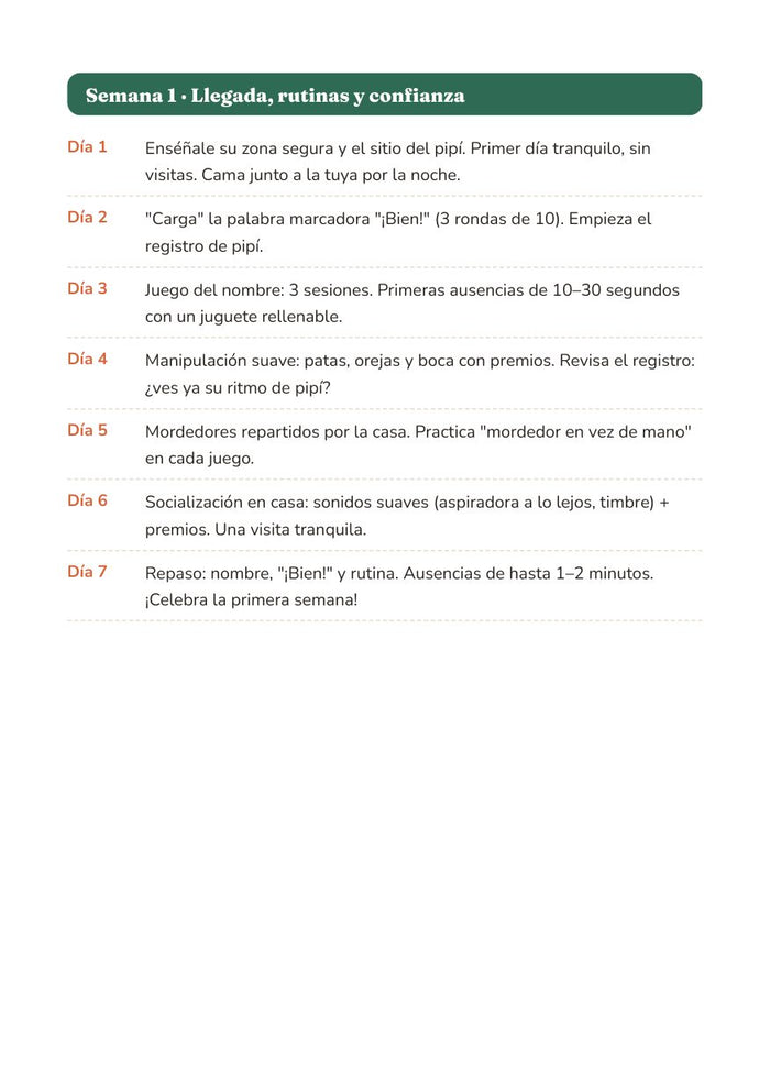 Página del plan de 30 días, semana 1
